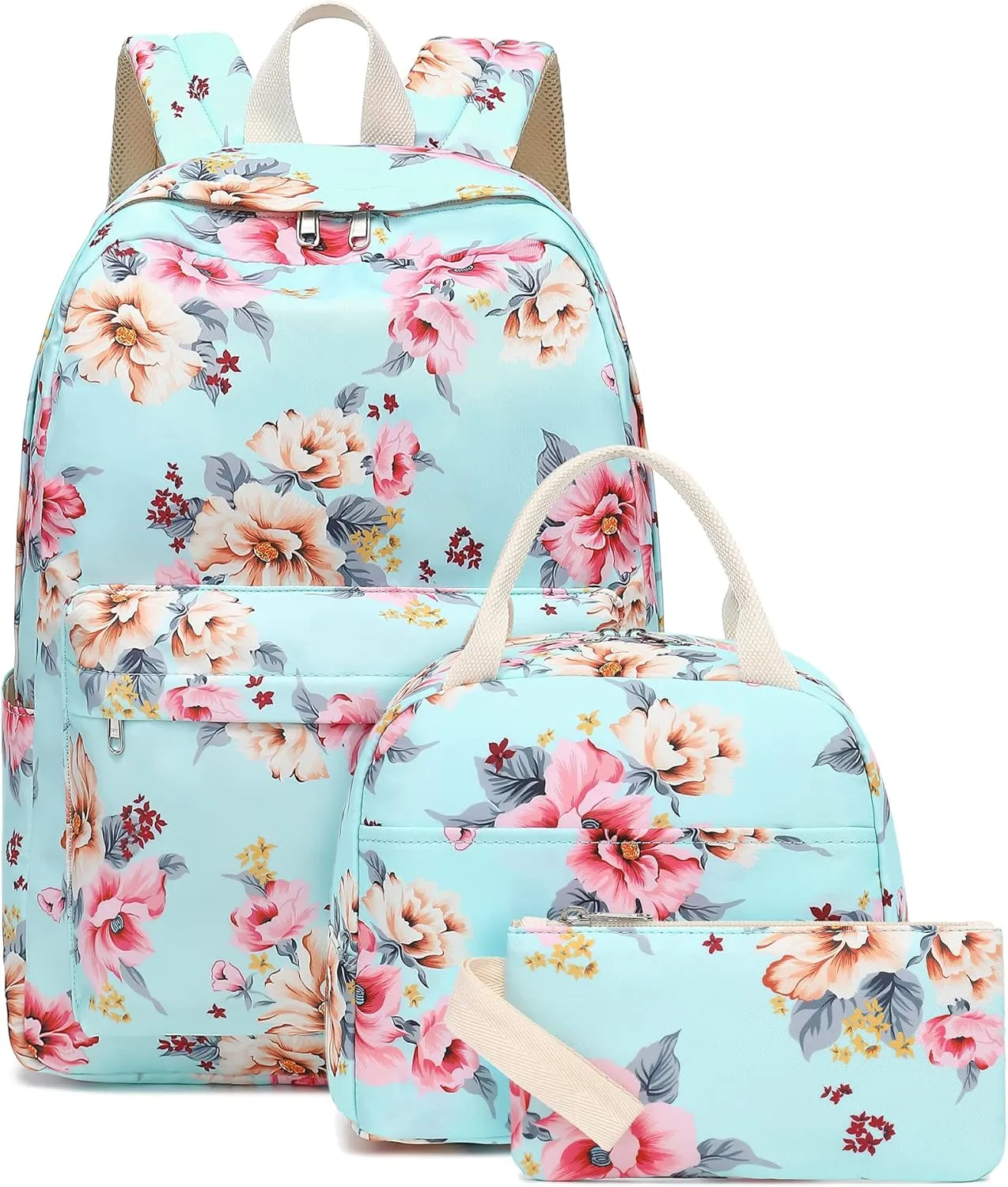 Bluboon School Backpack Set Girls Womens Laptop Bookbag Casual Daypack Fits 15 inch Laptop with Lunch Tote Bag and Pencil Bag