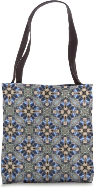 Blue Mosaic Floral Designer Pattern Tote Bag