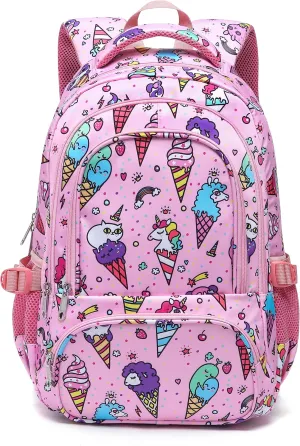 BLUEFAIRY School Backpack for Girls Kids Elementary Primary School Book Bag Unicorn Ice Cream Cute Back to School Bags Mochila Escolares para Niñas17 Pink