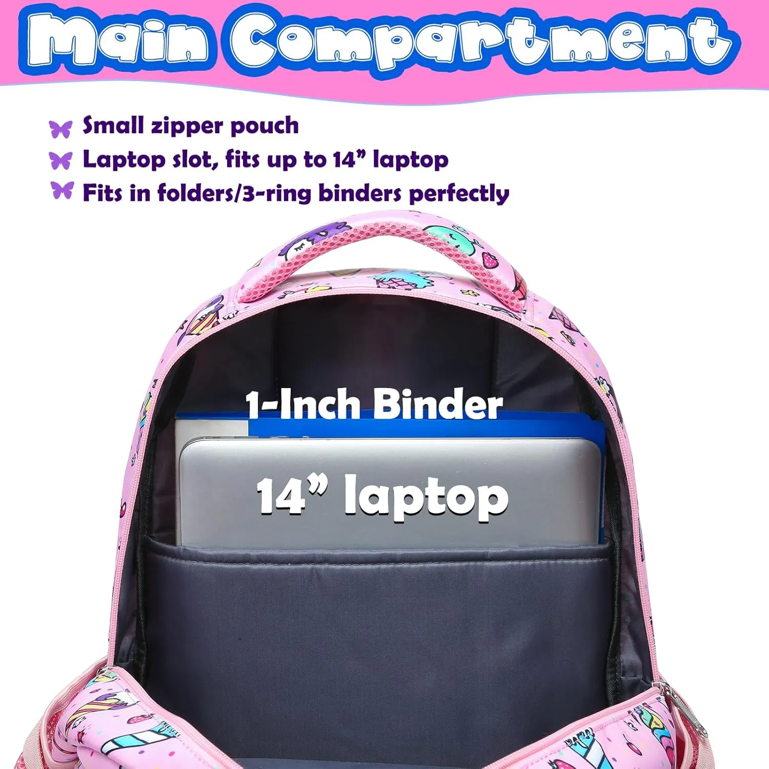 BLUEFAIRY School Backpack for Girls Kids Elementary Primary School Book Bag Unicorn Ice Cream Cute Back to School Bags Mochila Escolares para Niñas17 Pink