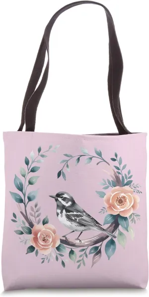Botanical Black-and-white Warbler Bird Lovers Art Tote Bag