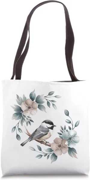 Botanical Carolina Chickadee Bird Enthusiasts Art Tote Bag