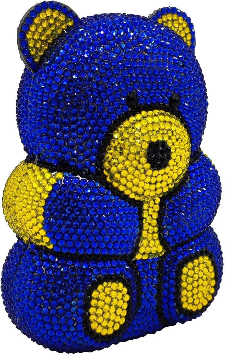 Boutique De FGG Bear Evening Bags and clutches for Women Formal Crystal Clutch Purse Party Animal Rhinestone Handbags,Mini