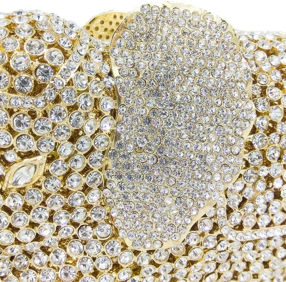 Boutique De FGG Elephant Crystal Clutch Bags Women Animal Rhinestone Evening Handbags Bridal Party Crystal Clutch Purse,Mini