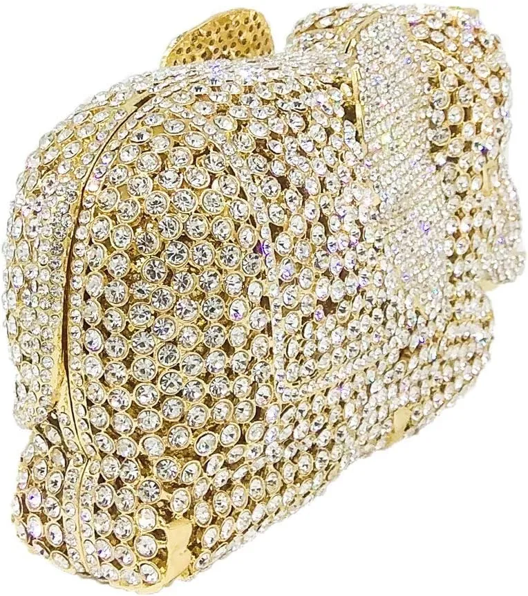 Boutique De FGG Elephant Crystal Clutch Bags Women Animal Rhinestone Evening Handbags Bridal Party Crystal Clutch Purse,Mini