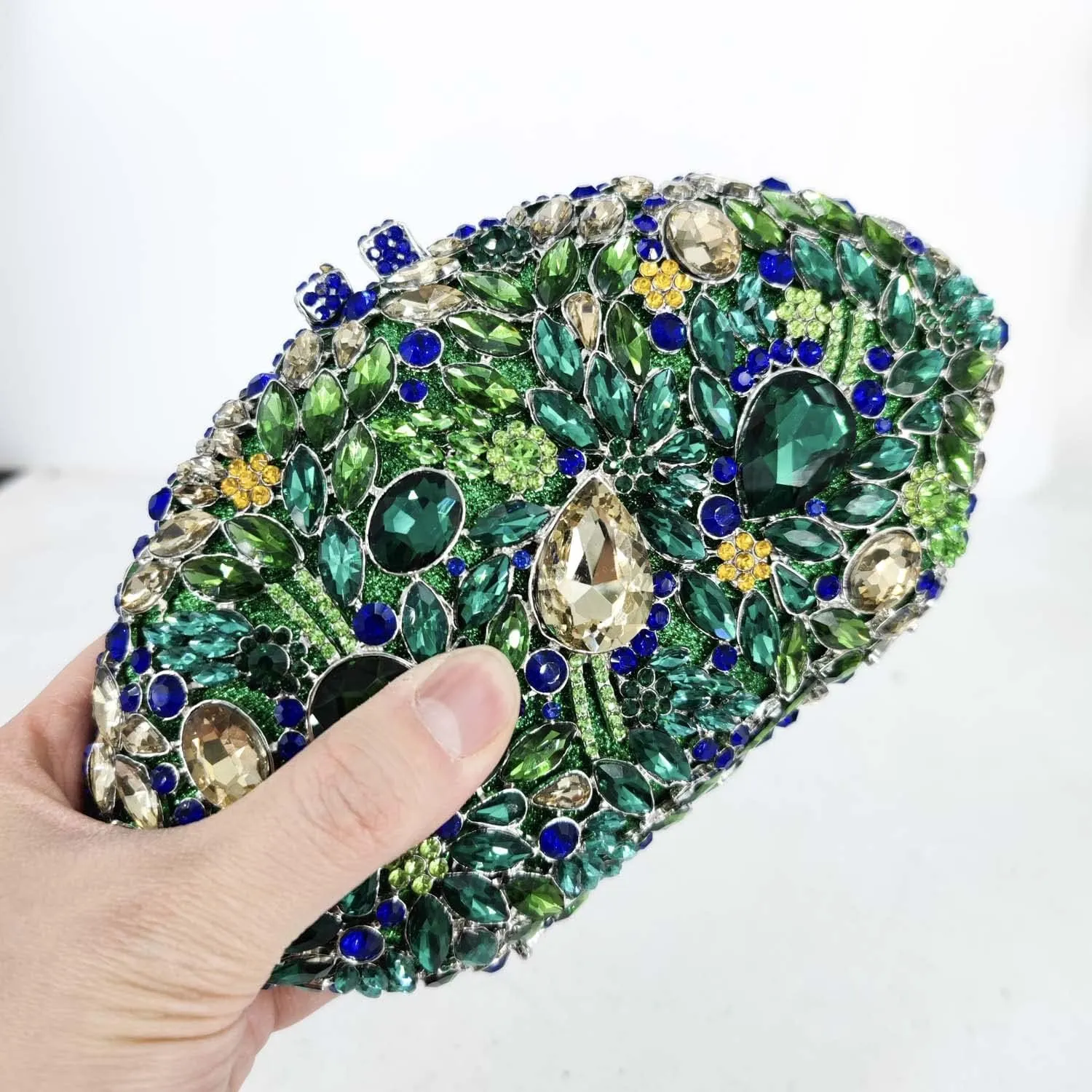 Boutique De FGG Flower Evening Bags for Women Formal Rhinestone Clutch Purse Wedding Party Prom Crystal Clutch Handbag,Mini