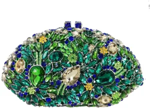 Boutique De FGG Flower Evening Bags for Women Formal Rhinestone Clutch Purse Wedding Party Prom Crystal Clutch Handbag,Mini