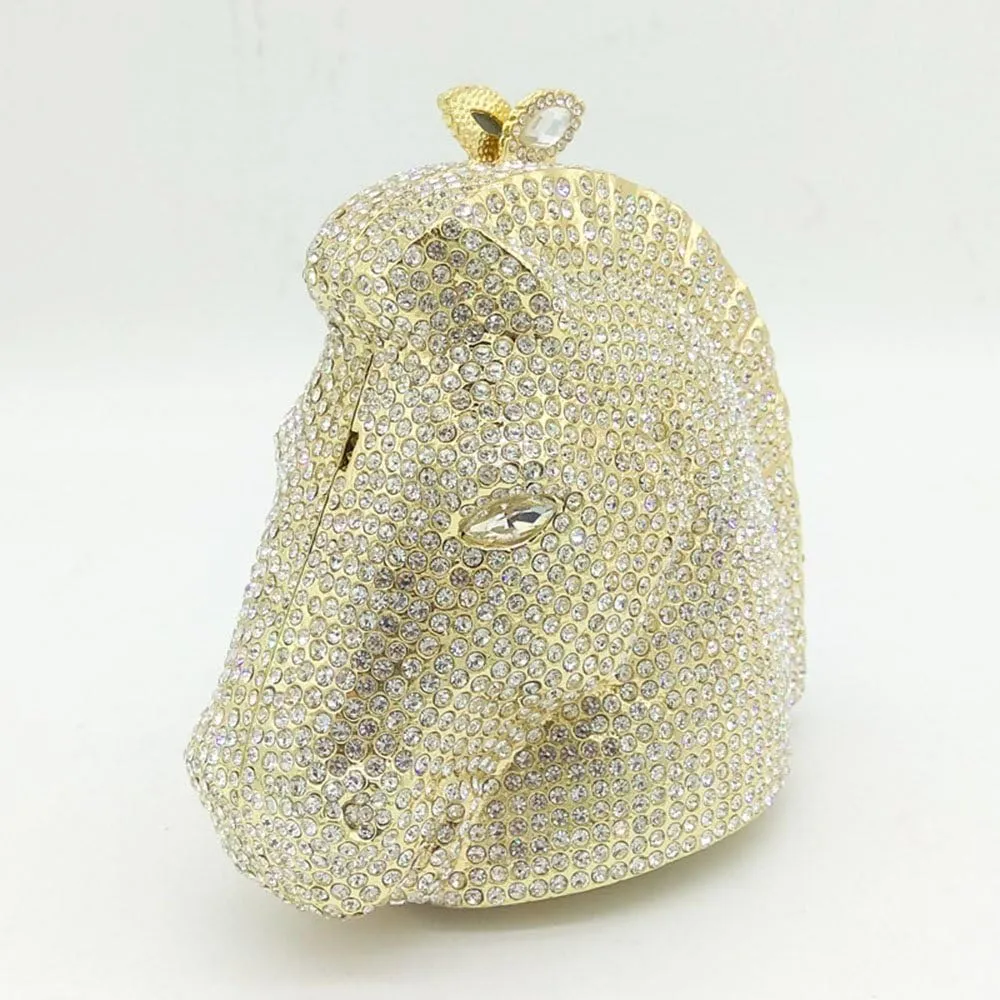 Boutique De FGG Horse Head Crystal Clutch Bags Women Animal Rhinestone Evening Handbags Party Crystal Clutch Purses,Mini