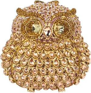Boutique De FGG Owl Crystal Clutch Bag Animal Evening Handbags Women Formal Party Rhinestone Clutch Purse,Mini