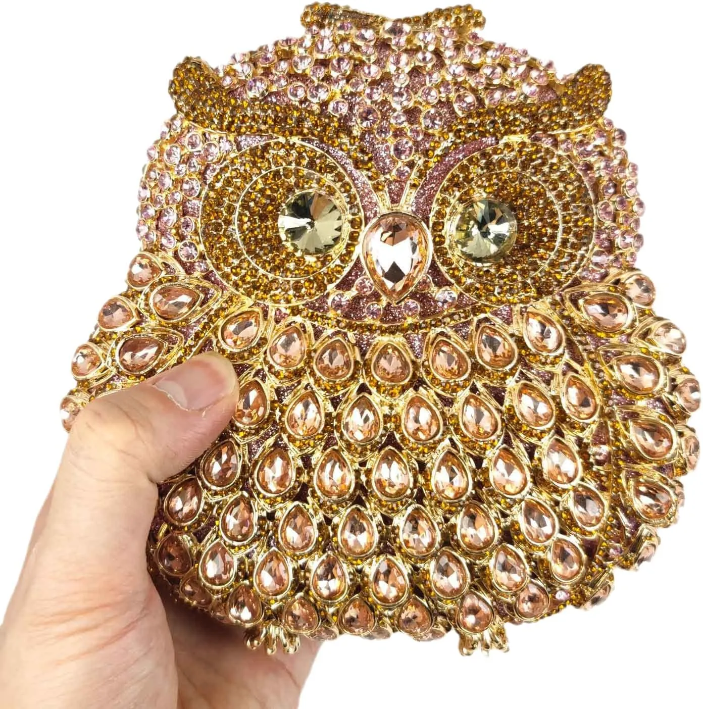 Boutique De FGG Owl Crystal Clutch Bag Animal Evening Handbags Women Formal Party Rhinestone Clutch Purse,Mini