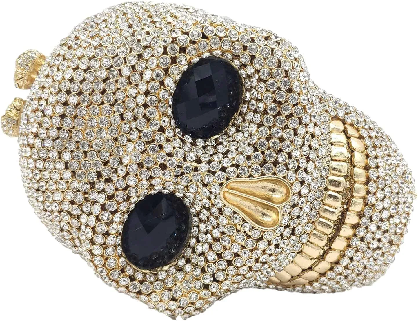 Boutique De FGG Skull Crystal Clutch Purse for Women Formal Rhinestone Clutch Evening Bag Halloween Minaudiere Handbag,Mini