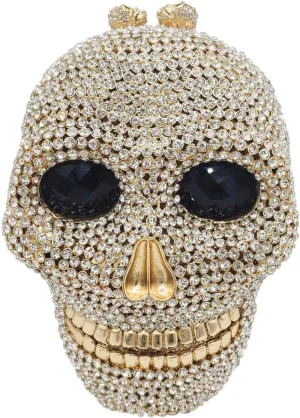 Boutique De FGG Skull Crystal Clutch Purse for Women Formal Rhinestone Clutch Evening Bag Halloween Minaudiere Handbag,Mini