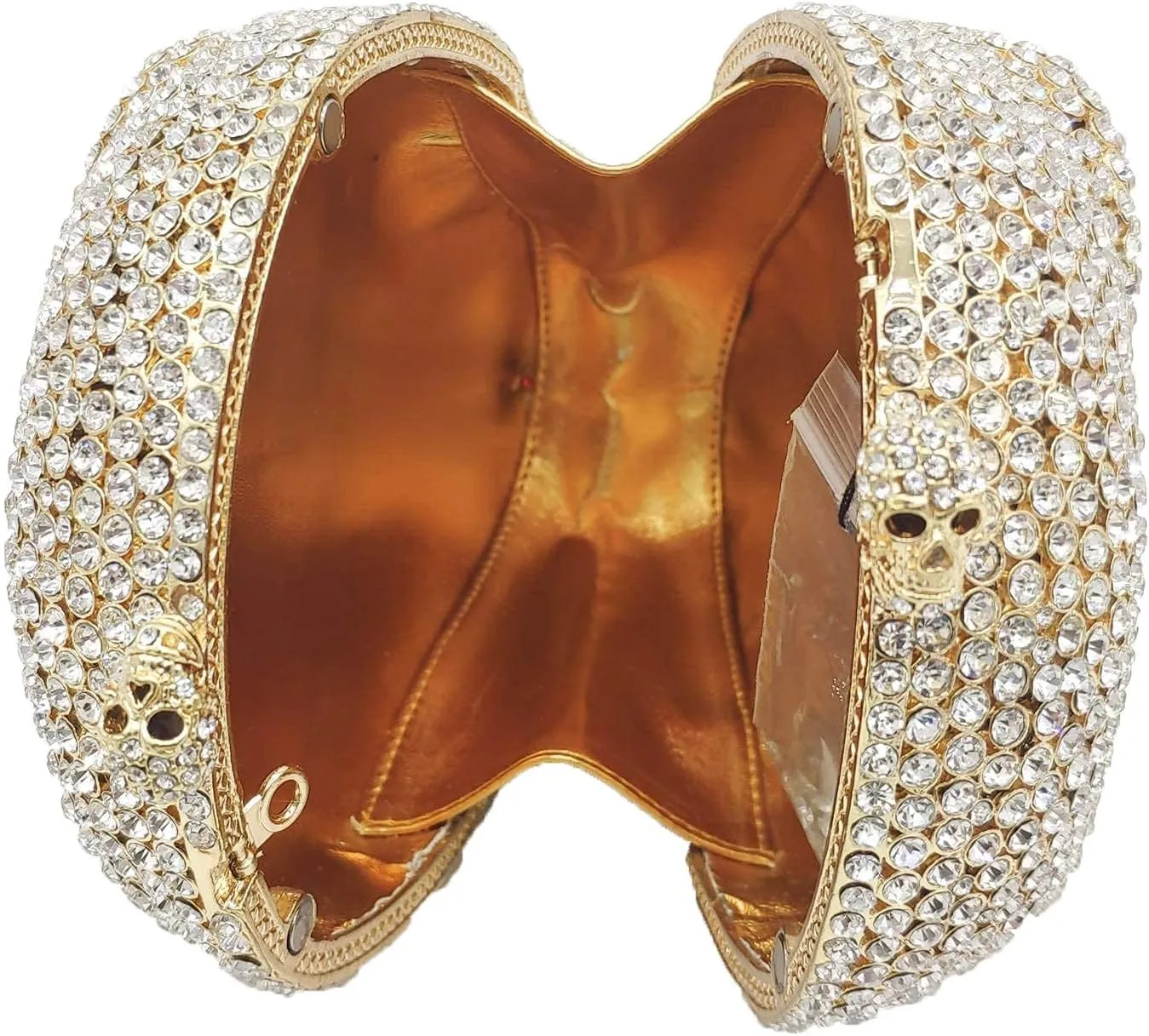 Boutique De FGG Skull Crystal Clutch Purse for Women Formal Rhinestone Clutch Evening Bag Halloween Minaudiere Handbag,Mini