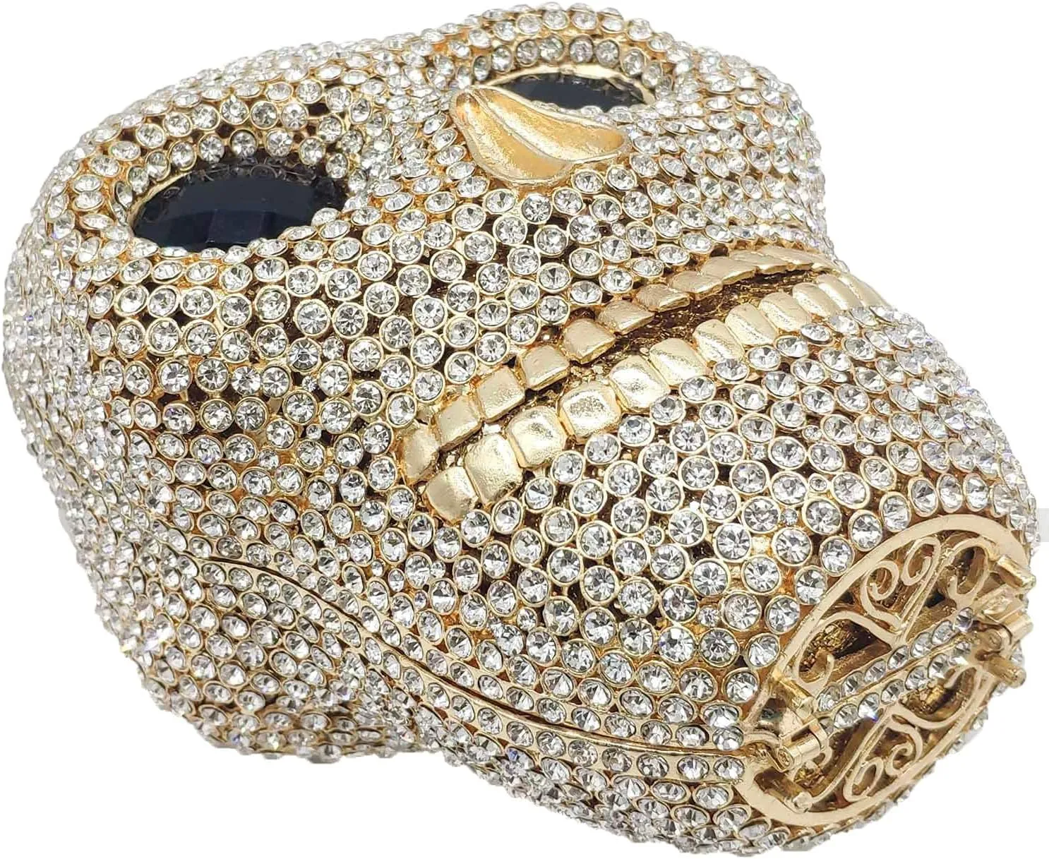 Boutique De FGG Skull Crystal Clutch Purse for Women Formal Rhinestone Clutch Evening Bag Halloween Minaudiere Handbag,Mini
