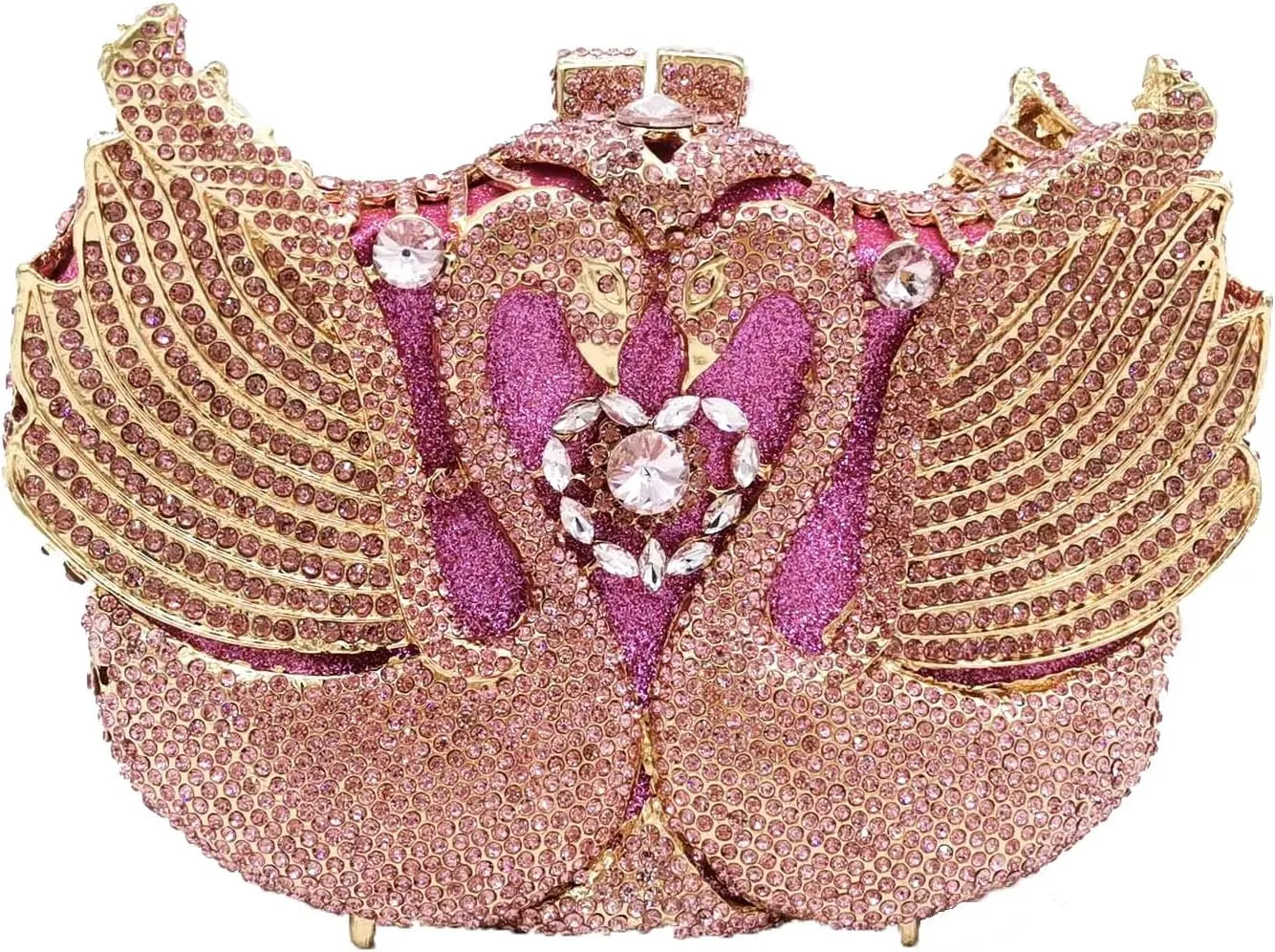 Boutique De FGG Swan Crystal Clutch for Women Evening Handbags Wedding Party Rhinestone Clutch Purse Animal Minaudiere,Mini