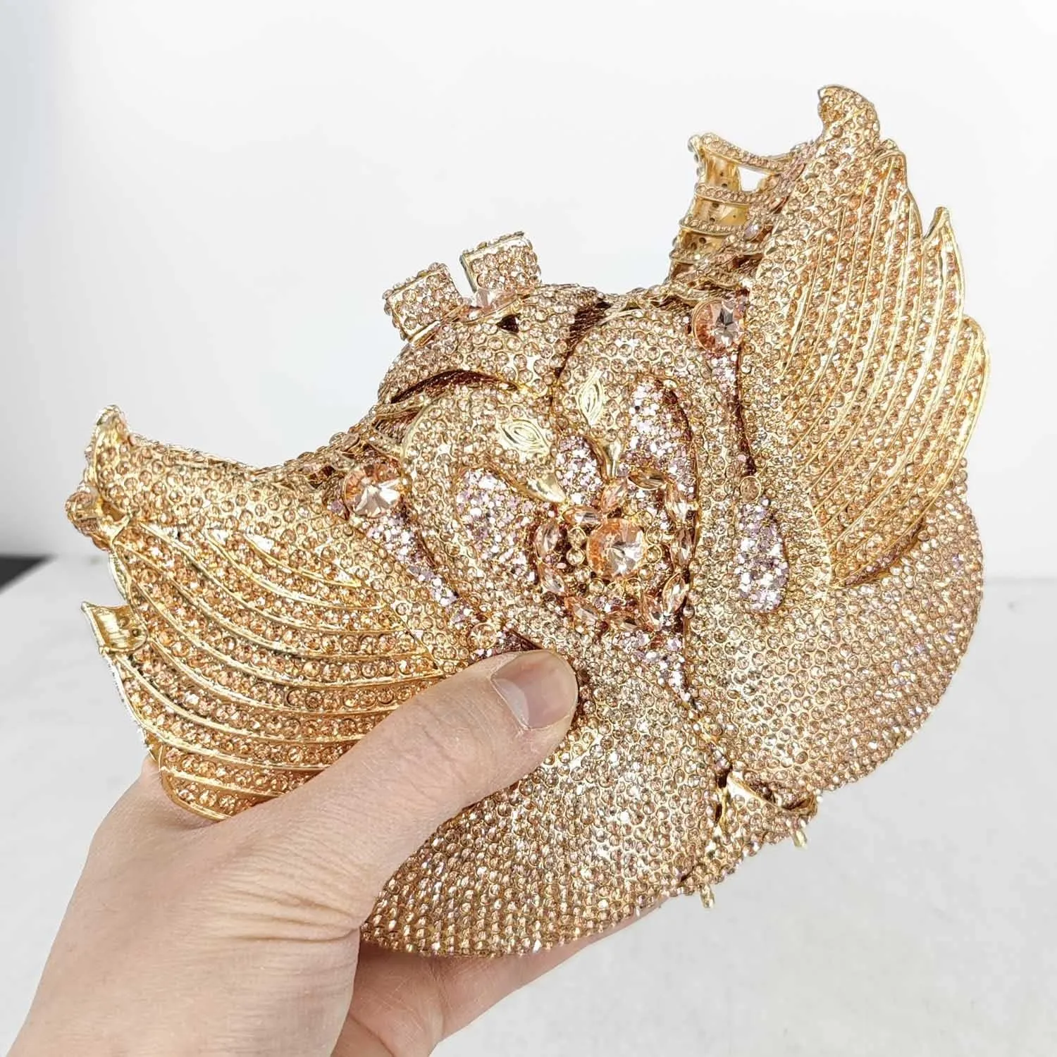 Boutique De FGG Swan Crystal Clutch for Women Evening Handbags Wedding Party Rhinestone Clutch Purse Animal Minaudiere,Mini