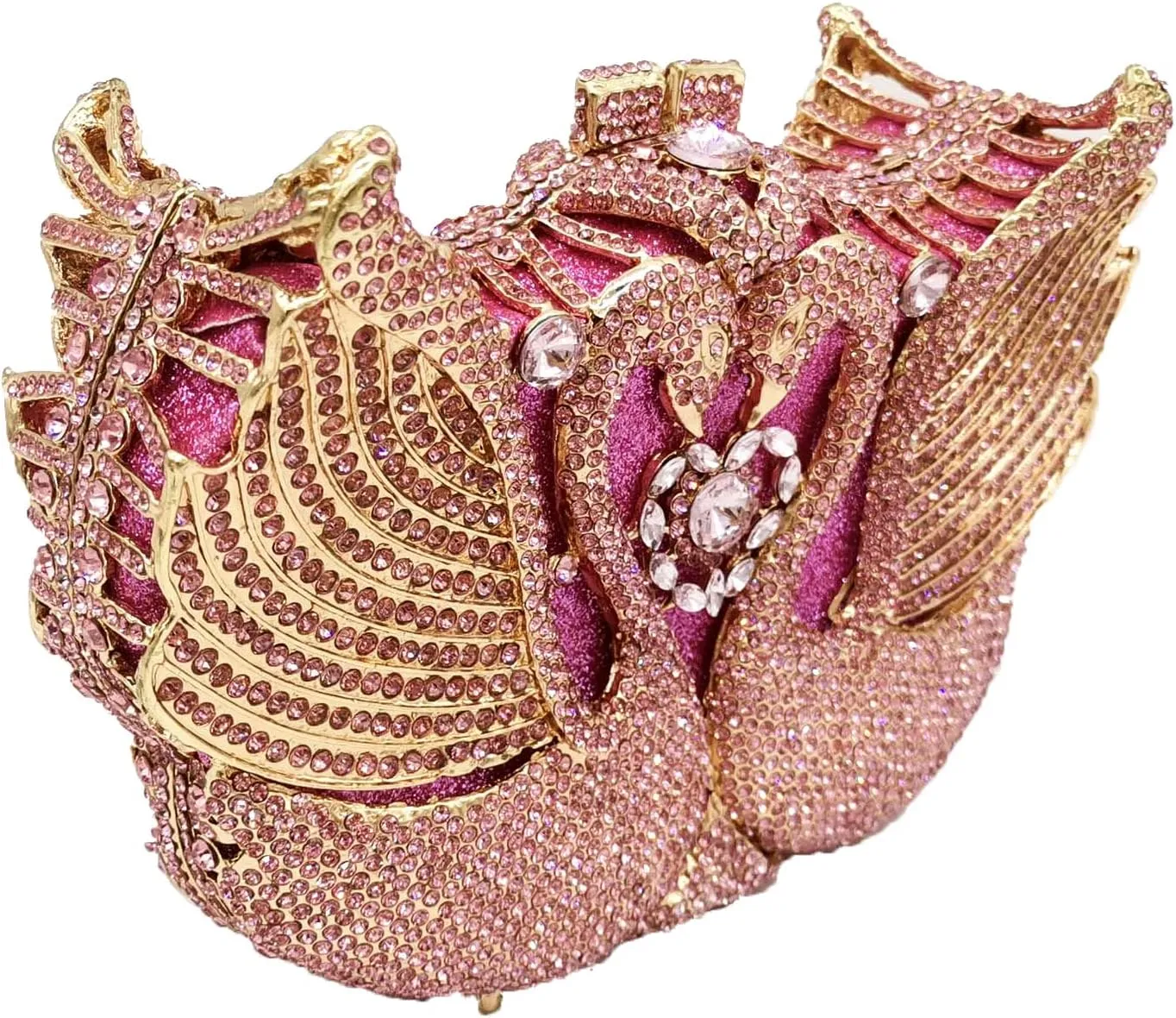 Boutique De FGG Swan Crystal Clutch for Women Evening Handbags Wedding Party Rhinestone Clutch Purse Animal Minaudiere,Mini