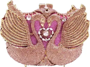 Boutique De FGG Swan Crystal Clutch for Women Evening Handbags Wedding Party Rhinestone Clutch Purse Animal Minaudiere,Mini