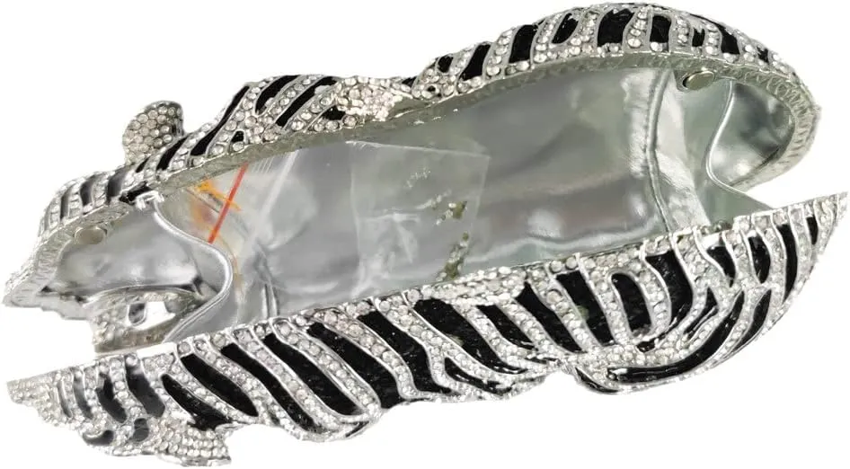 Boutique De FGG Tiger Rhinestone Clutch Purse for Women Formal Evening Bag Sparkly Bridal Wedding Crystal Clutch Bag,Mini