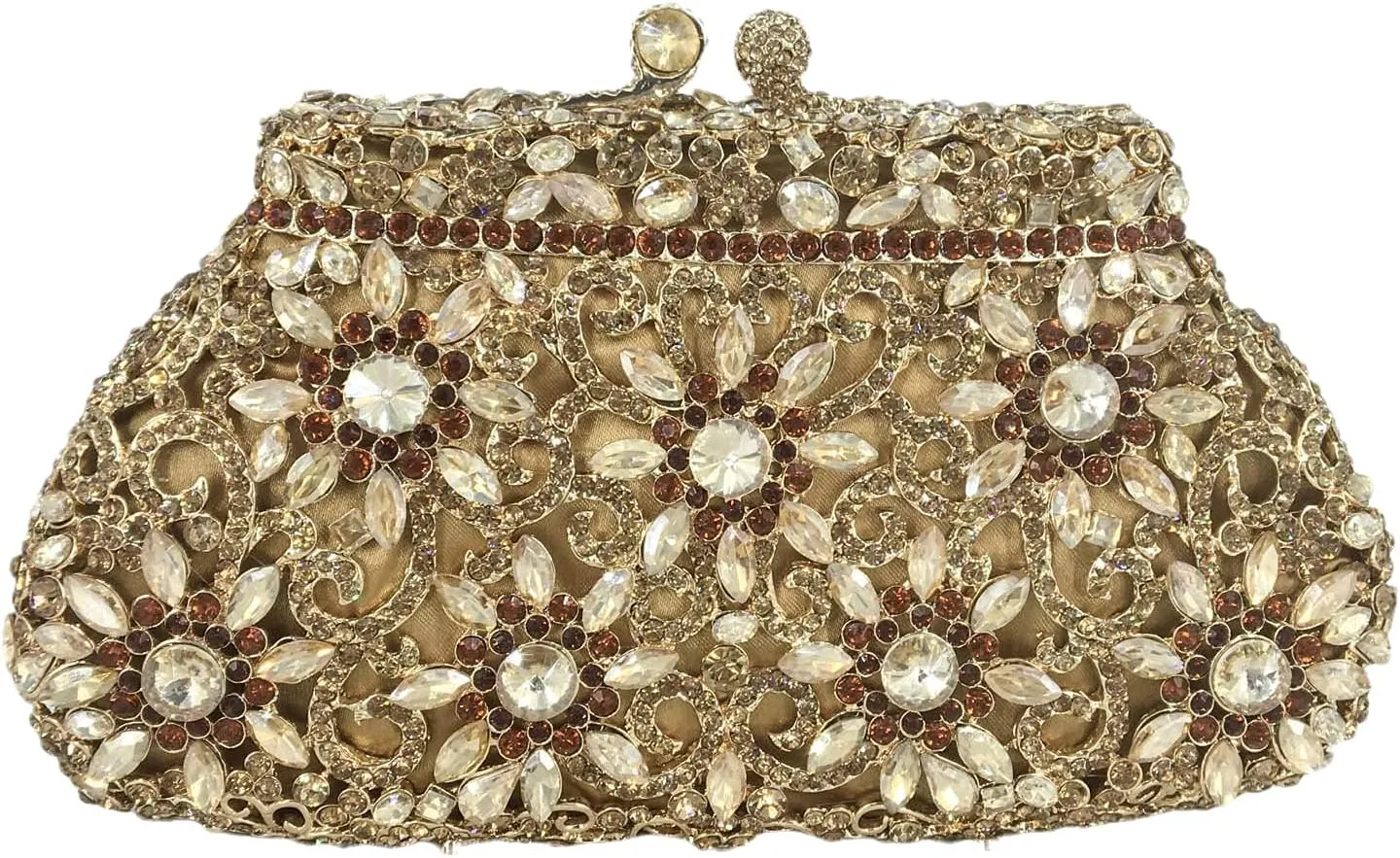 Boutique De FGG Women Crown Minaudiere Handbags Formal Evening Bags Flower Crystal Clutch Purses Wedding Clutch Bag,Mini