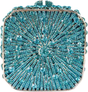 Boutique De FGG Women Metal Box Crystal Clutch Purse Evening Bag Wedding Bridal Rhinestone Handbags Party Clutch Bag,Mini