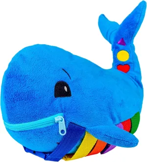 Buckle Toys Blu Whale Stuffed Animal Montessori Toys for Toddlers 1-3, Learning Activity Toy & Sensory Toys to Develop Fine Motor Skills and Problem Solving, Classroom and Toddler Travel Essential