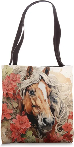 Buckskin Horse Floral Watercolor Hibiscus Flower Tote Bag