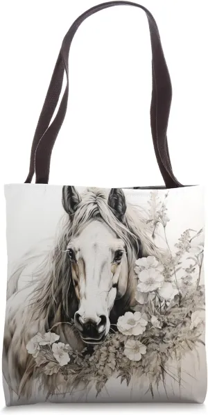 Buckskin Horse Floral Watercolor Lily Flower Tote Bag