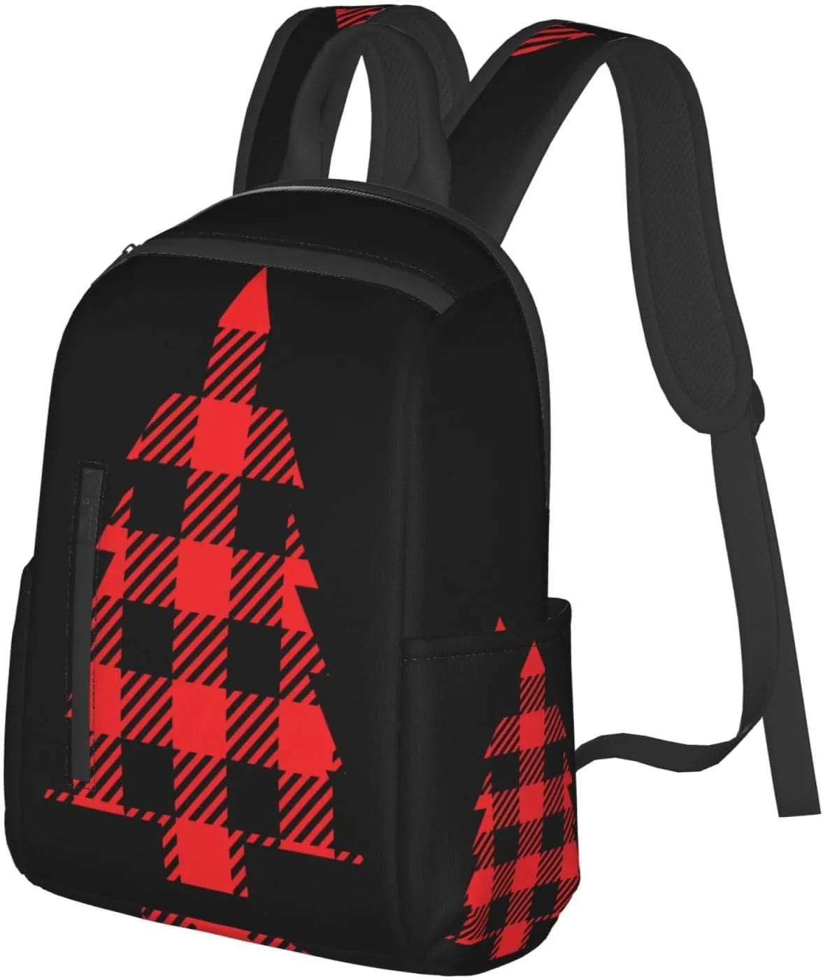 Buffalo Plaid Christmas Tree Casual Backpacks Large Capacity Laptop Backpack Sports Rucksack Travel Daypack Adjustable Shoulder Strap Work Bag for Outdoor Camping