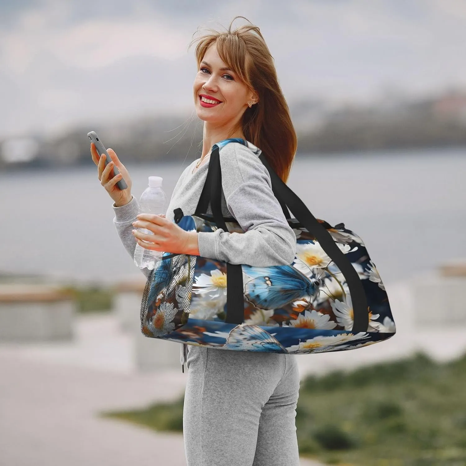 Butterfly Nature Floral Duffle Bag Foldable Travel Tote Bag Carry On Large Weekender Overnight Bags Waterproof Gym Bag For Women Men