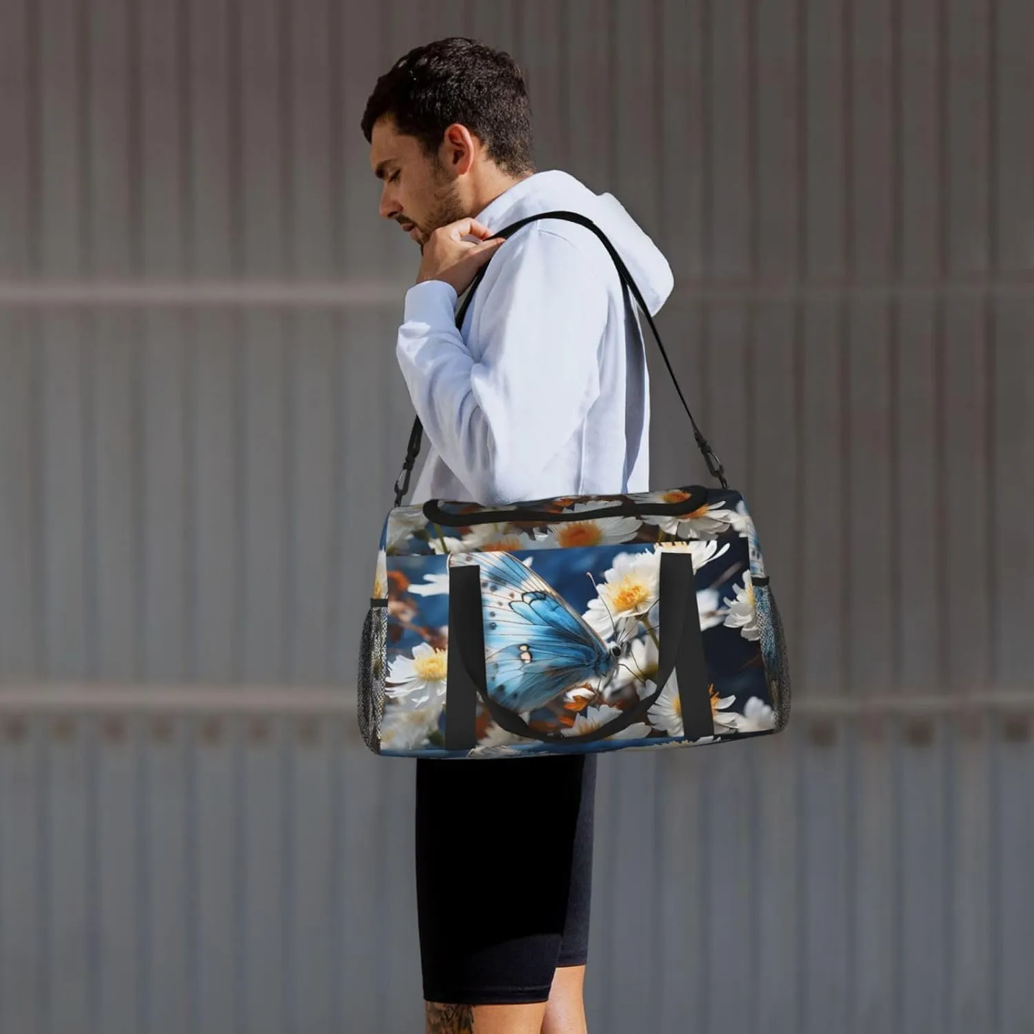 Butterfly Nature Floral Duffle Bag Foldable Travel Tote Bag Carry On Large Weekender Overnight Bags Waterproof Gym Bag For Women Men