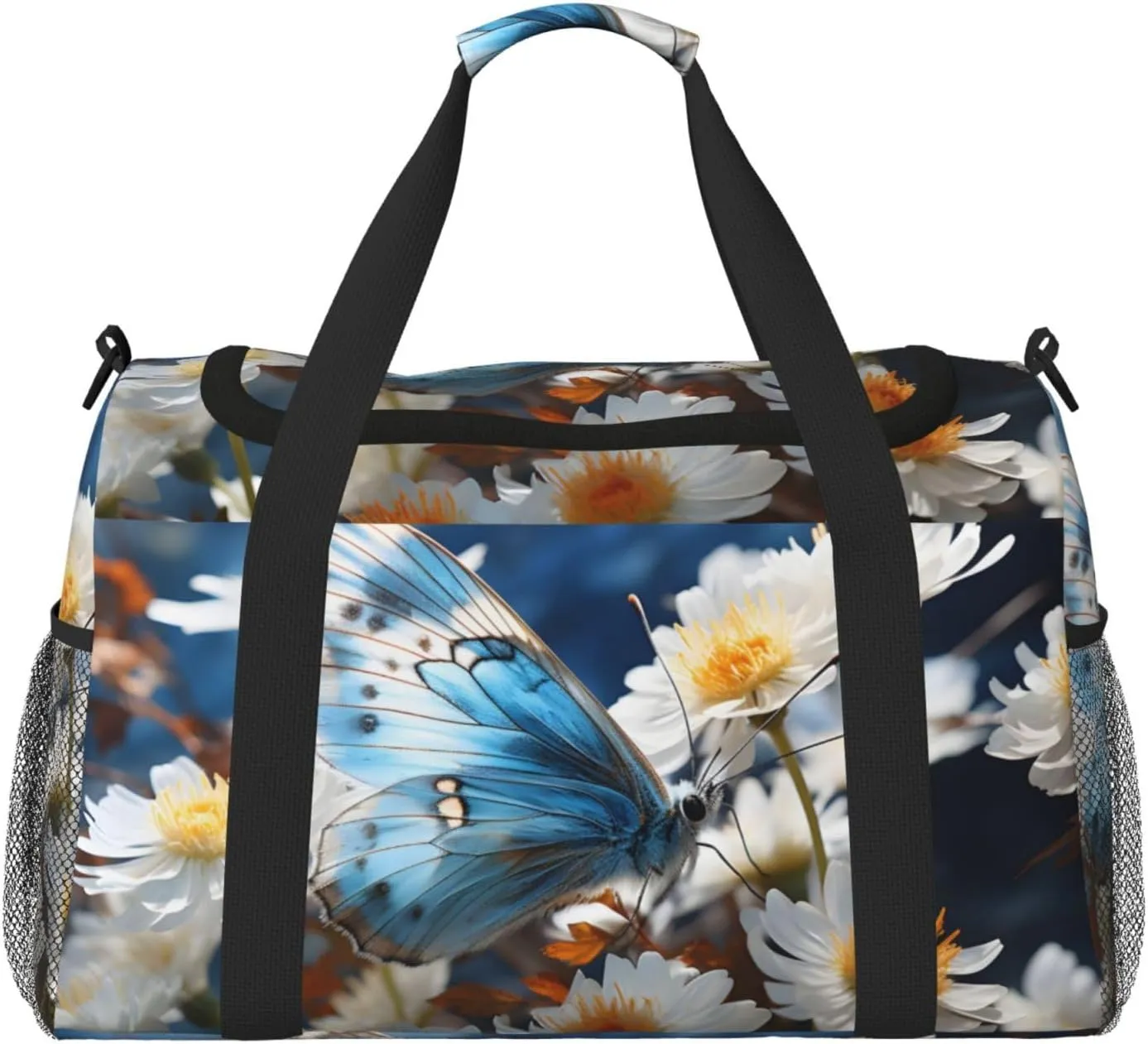 Butterfly Nature Floral Duffle Bag Foldable Travel Tote Bag Carry On Large Weekender Overnight Bags Waterproof Gym Bag For Women Men