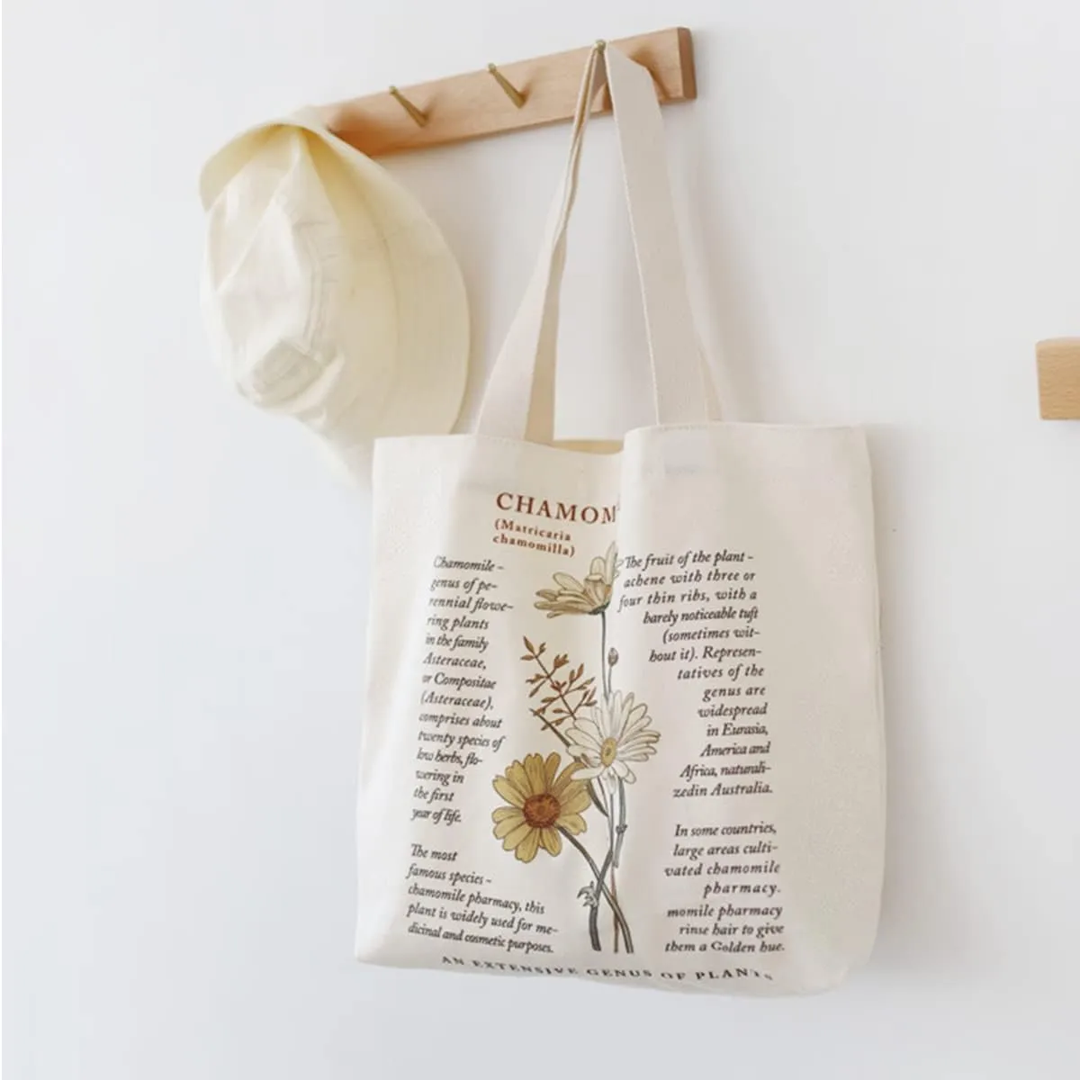 Canvas Tote Bag, Zippered Tote Bag with Interior Pocket, Floral By Shoulder Tote Bag, Retro Large-Capacity Tote Bag