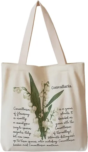 Canvas Tote Bag, Zippered Tote Bag with Interior Pocket, Floral By Shoulder Tote Bag, Retro Large-Capacity Tote Bag
