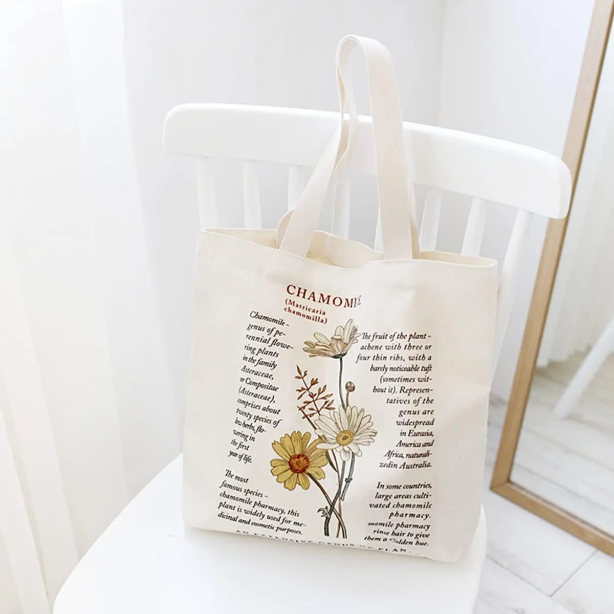 Canvas Tote Bag, Zippered Tote Bag with Interior Pocket, Floral By Shoulder Tote Bag, Retro Large-Capacity Tote Bag