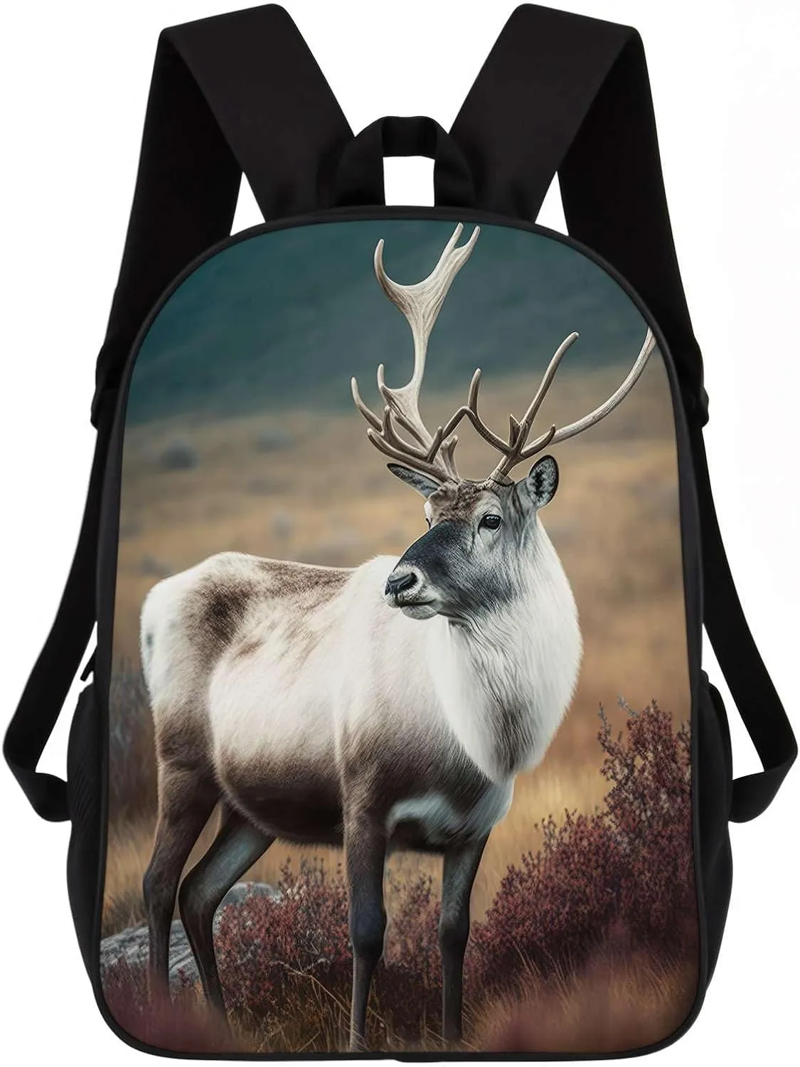 Caribou Backpack Casual Daypack Wild Animal Print Laptop Bag Bookbag for Work Travel Hiking 17 Inch Style 1