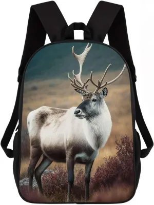 Caribou Backpack Casual Daypack Wild Animal Print Laptop Bag Bookbag for Work Travel Hiking 17 Inch Style 1