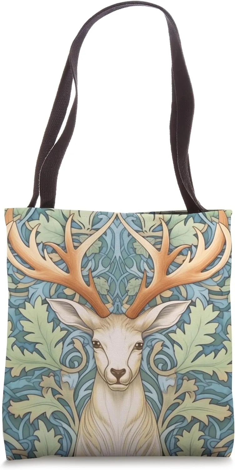 Caribou Floral - William Morris Art Nouveau Tote Bag