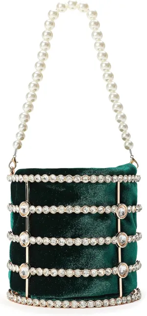 CARIEDO Evening Handbag Women Clutch Purses with Pearl Diamonds for Wedding Prom Birthday Party Dinner Accessories