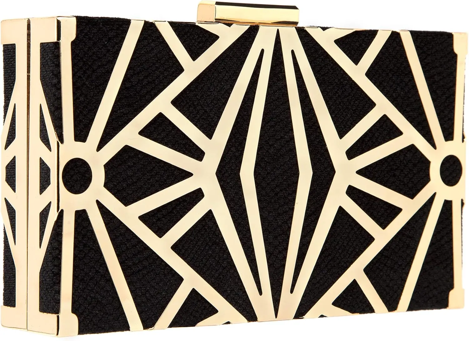 CARIEDO Women Evening Bag Elegant Clutch Purse Exquisite Velvet Metal Hollow out Handbags Prom Wedding Party (black)
