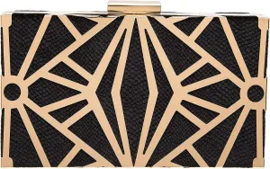 CARIEDO Women Evening Bag Elegant Clutch Purse Exquisite Velvet Metal Hollow out Handbags Prom Wedding Party (black)