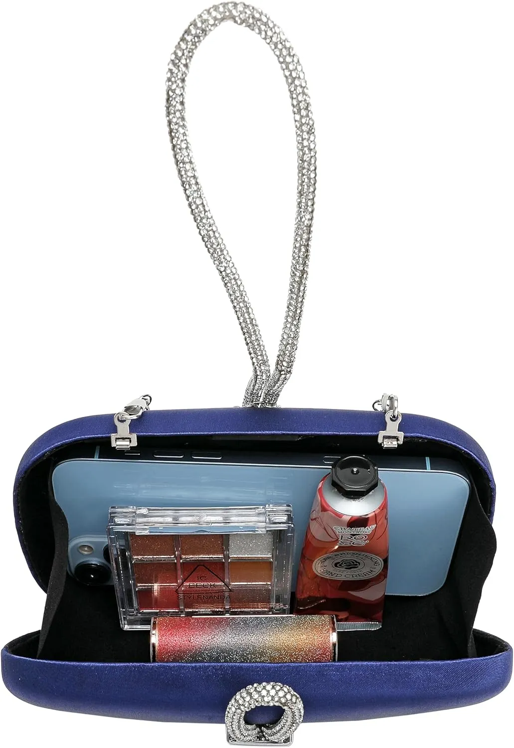 CARIEDO Women's Rhinestones Evening Handbag Crystal Velvet Clutch Bridal Purse for Wedding Prom Night Out Party