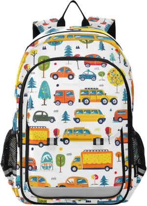 Cartoon Car Print Backpack for Boys Middle-School Elementary Bookbags 20325285