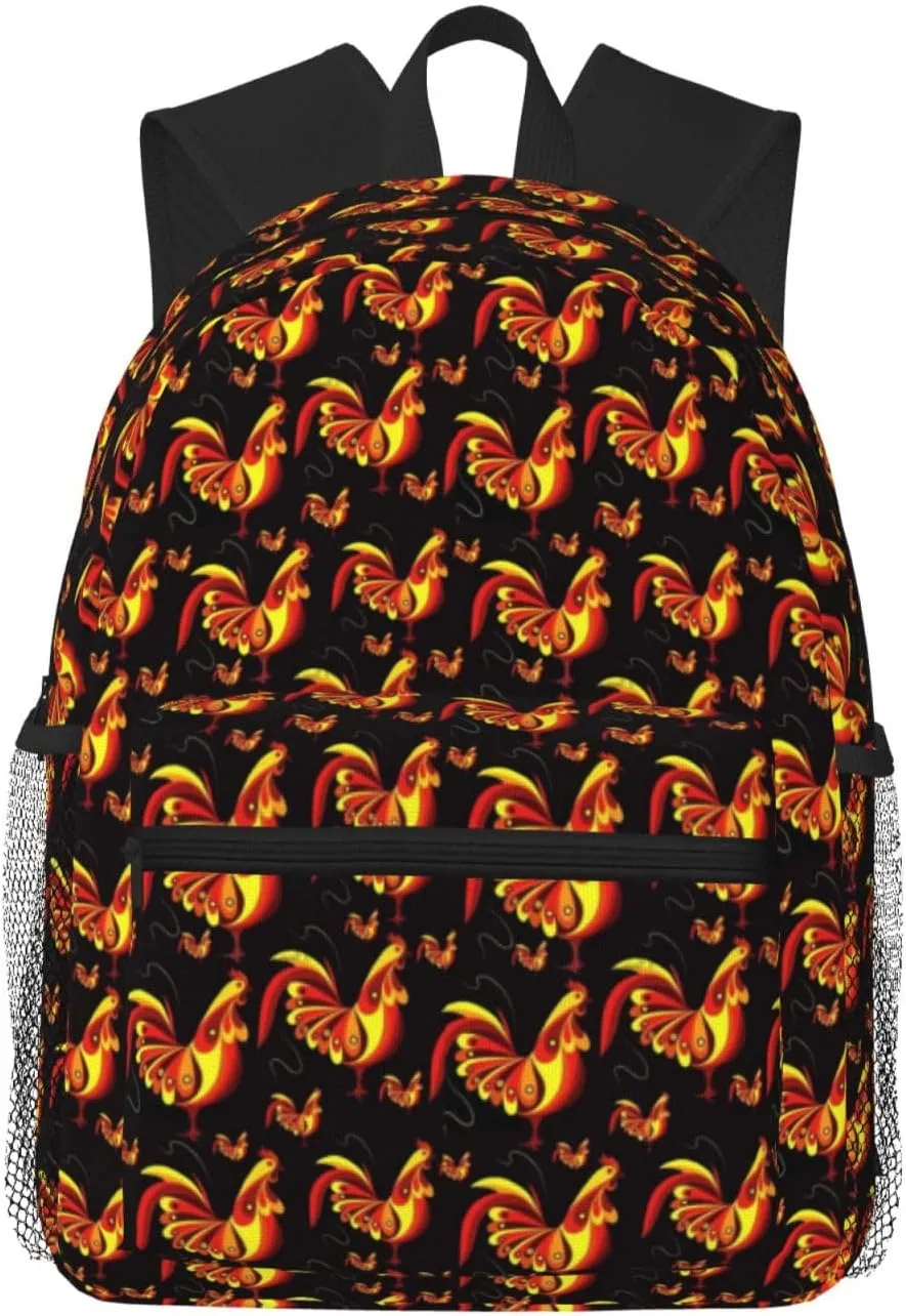 Cartoon Rooster Print Backpack 16 Inch Laptop Backpacks For Women Men Large Bags For Travel Hiking Camping Day Pack Outdoor Daypack