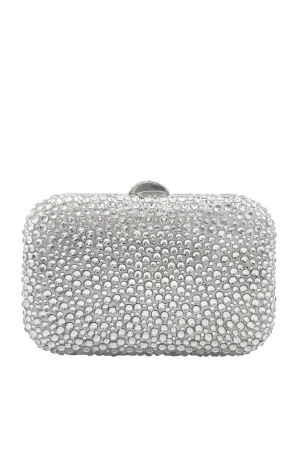 Casey Hot Fix Encrusted Crystal Clutch - Silver