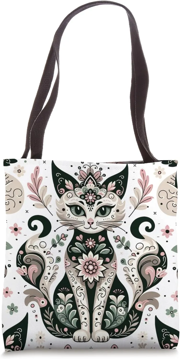 Catrina Cat Polish Folk Art Tote Bag