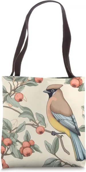 Cedar Waxwing Floral - William Morris Art Nouveau Tote Bag