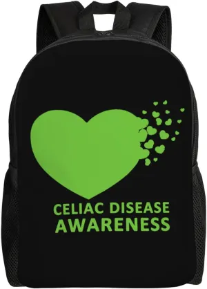 Celiac Disease Awareness 4 Backpack for Women Men Worker Teacher Business Travel Backpacks Shoulders Bag Daypack Bookbag with Mesh Pockets