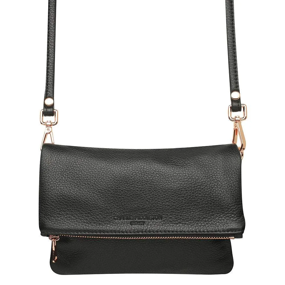 CHARLIE MIDDLETON  Black Nappa Mini Weekend Clutch