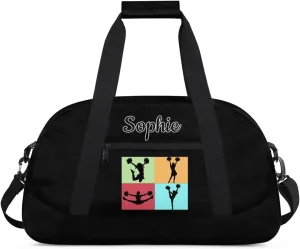 Cheer Custom Name Gym Bag Cheerleader Personalized Sport Duffel Bag Training Bag Carry On Overnight Weekender Travel Tote Bags, Black